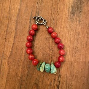 Turquoise and Coral Bracelet